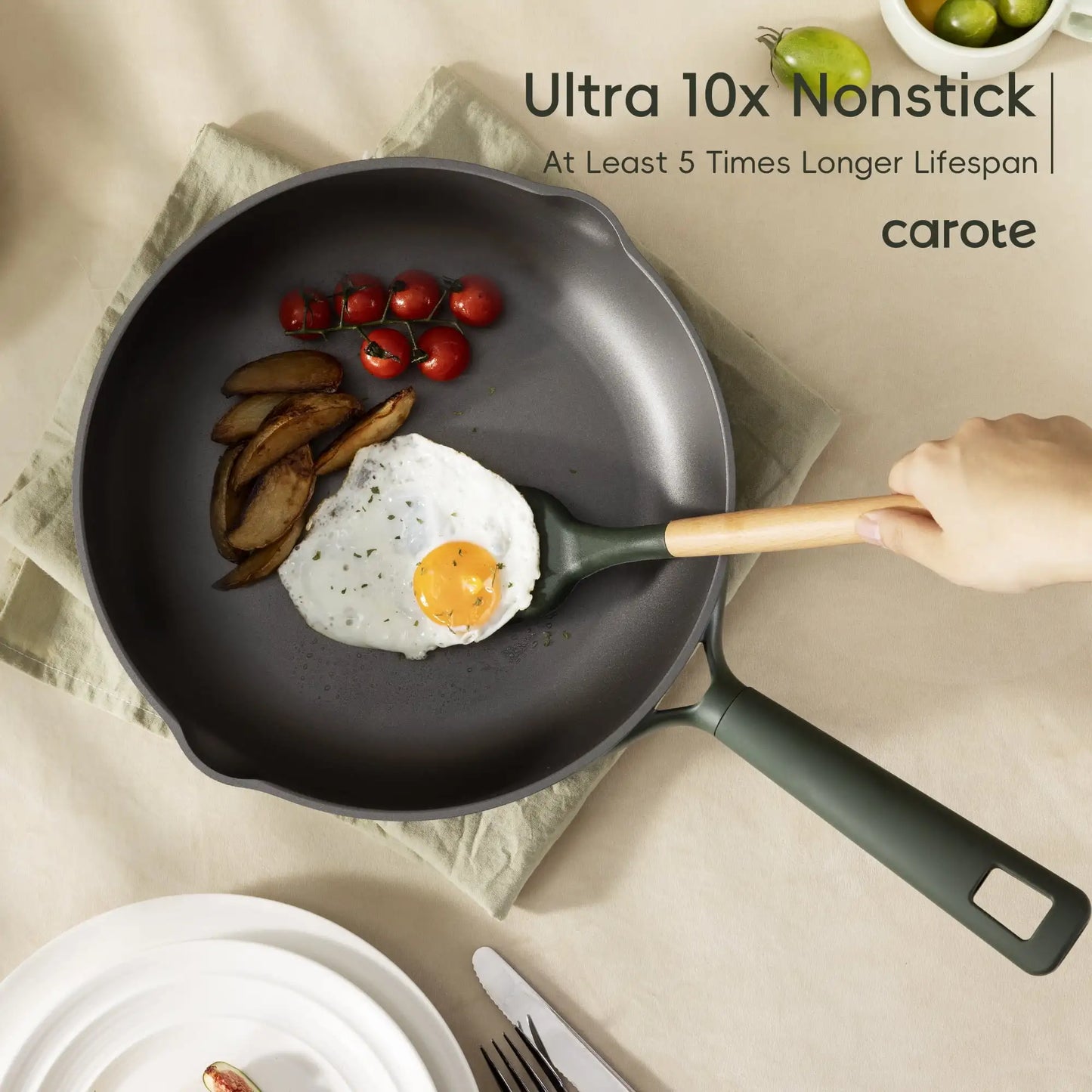 Nonstick Pots and Pans Set – 19-Piece Induction-Compatible Cookware in Dark Green