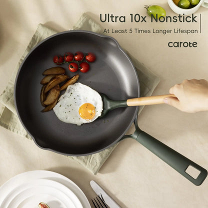 Nonstick Pots and Pans Set – 19-Piece Induction-Compatible Cookware in Dark Green
