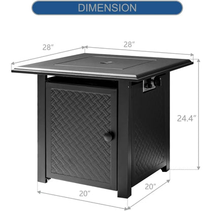 28-Inch Outdoor Propane Fire Pit Table – 50,000 BTU Steel Gas Firepit with Lid & Lava Rocks – CSA Certified Patio Heater for Backyard, Deck, or Garden