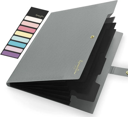 Portable Expandable File Folder, Letter Size, 5 Pockets – School & Office Organizer