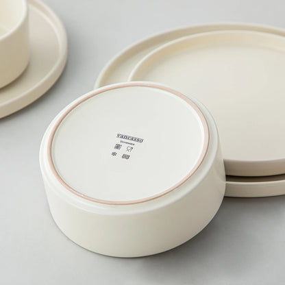 12/24/36-Piece Cream White Stoneware Dinnerware Set – Includes Dinner Plates, Dessert Plates & Bowls for 4/8/12 People