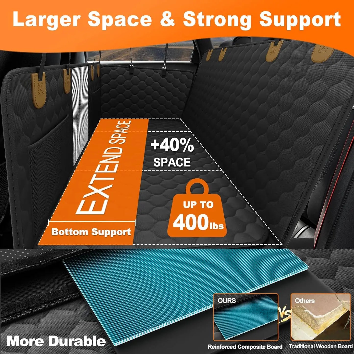 Foldable Dog Car Seat & Hammock – Waterproof Pet Travel Mat, Car Back Seat and Trunk Protector