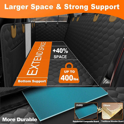 Foldable Dog Car Seat & Hammock – Waterproof Pet Travel Mat, Car Back Seat and Trunk Protector