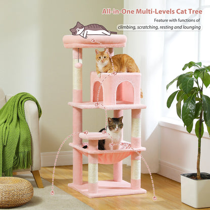 Multi-Level Indoor Cat Tree – Large Cat Tower with Sisal Scratching Posts, Spacious Condo, Toys & Scratcher – Available in 6 Colors