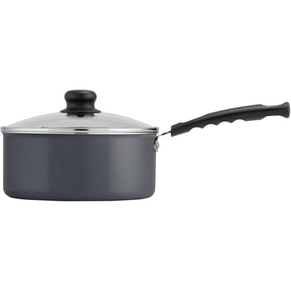 3-Quart Nonstick Saucepan with Lid – Aluminum, Dishwasher Safe, Cool-Touch Handle, Easy Clean-Up