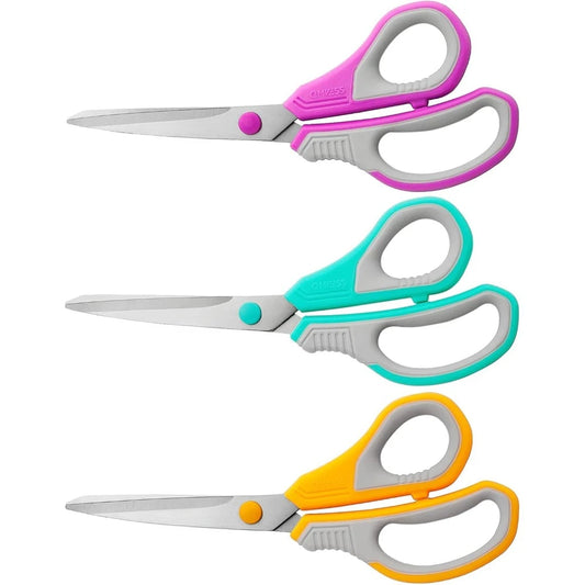 All-Purpose 8.5'' Scissors Set – 3 Ultra Sharp Pairs with Thick Blades & Comfortable Grip Handles
