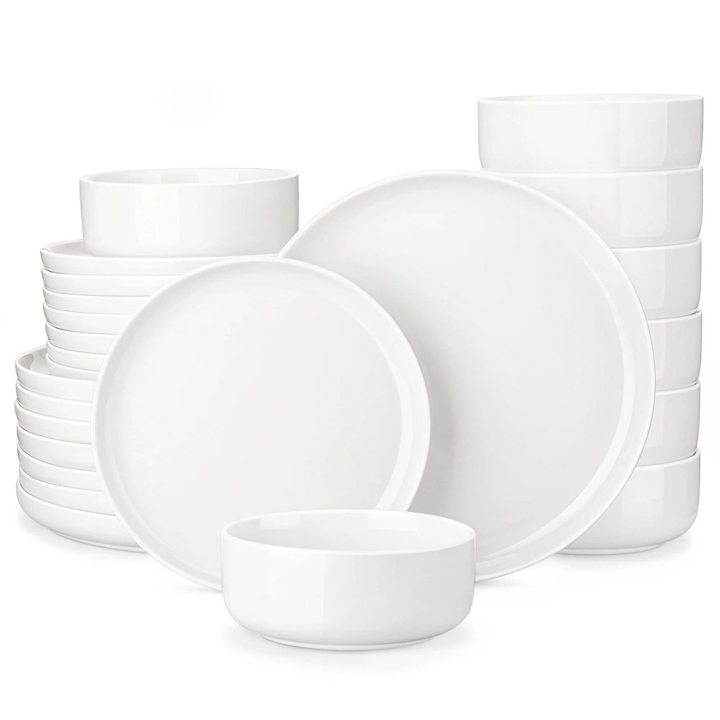 12/24 Piece Ceramic Porcelain Dinnerware Set with 4 Pcs Dinner/Dessert Plates,Bowl Tableware Set Service for 4