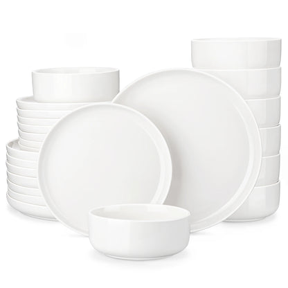 12/24 Piece Ceramic Porcelain Dinnerware Set with 4 Pcs Dinner/Dessert Plates,Bowl Tableware Set Service for 4