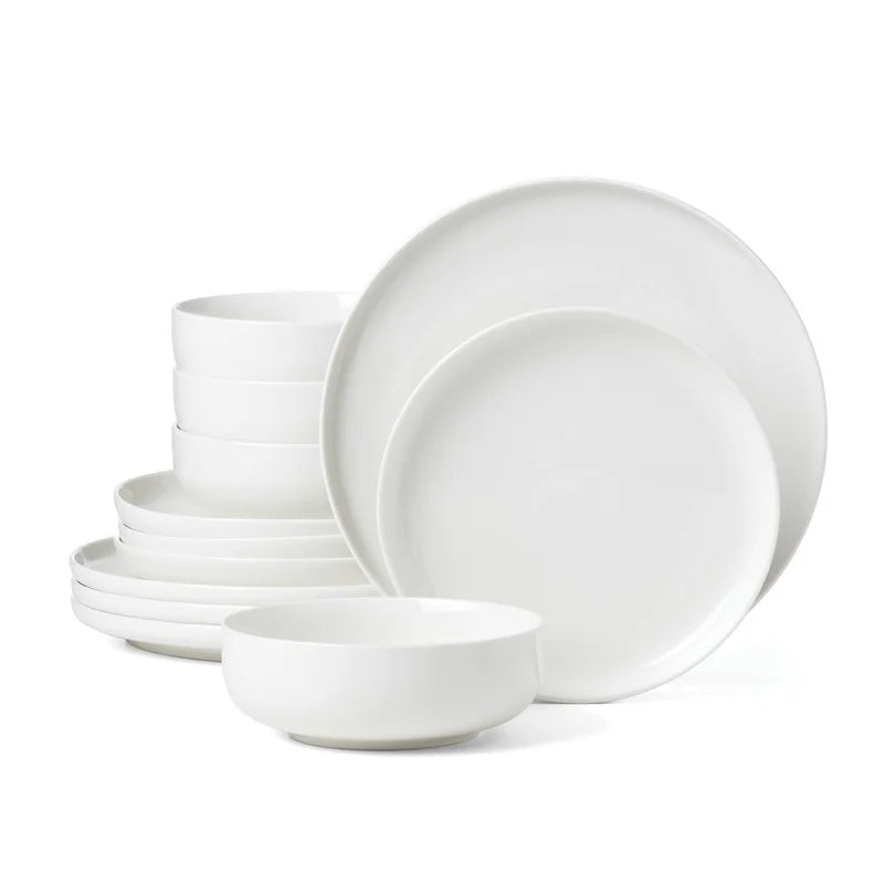 12-Piece White Porcelain Tableware Set Service for 4 | Microwave & Dishwasher Safe | Elegant Dinner Set for Daily Use, Parties & Gifting