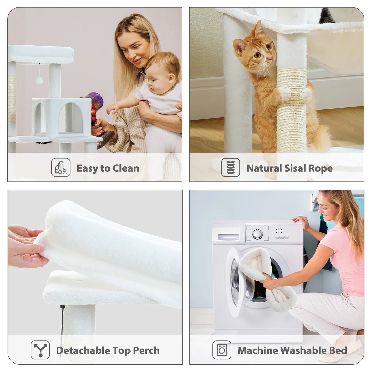 Multi-Level Indoor Cat Tree – Large Cat Tower with Sisal Scratching Posts, Spacious Condo, Toys & Scratcher – Available in 6 Colors