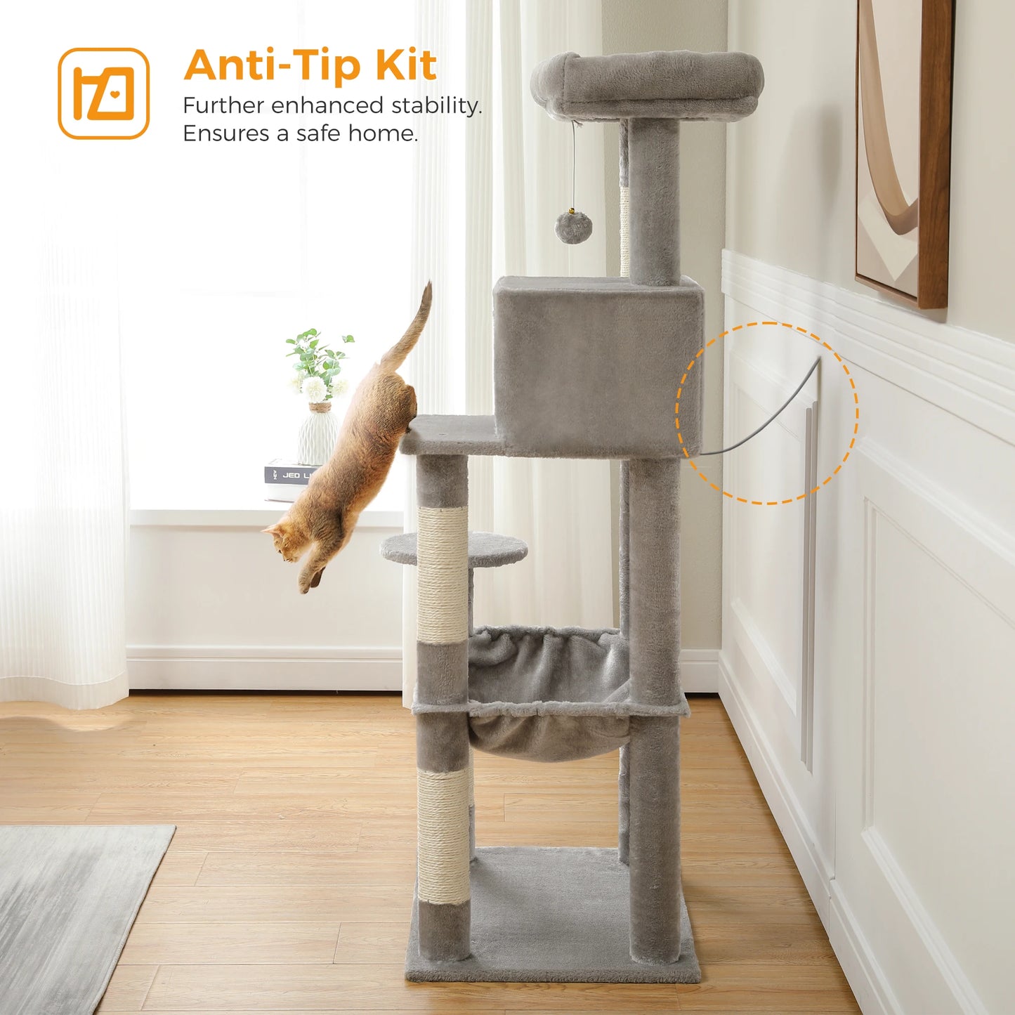 Multi-Level Indoor Cat Tree – Large Cat Tower with Sisal Scratching Posts, Spacious Condo, Toys & Scratcher – Available in 6 Colors