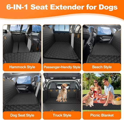 Foldable Dog Car Seat & Hammock – Waterproof Pet Travel Mat, Car Back Seat and Trunk Protector