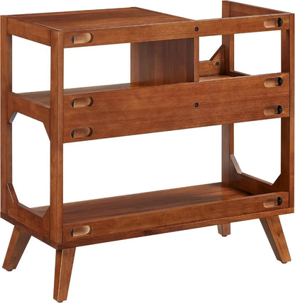 Mid-Century Modern Vinyl Record Player Stand – Asheville Walnut Media Console (Medium)