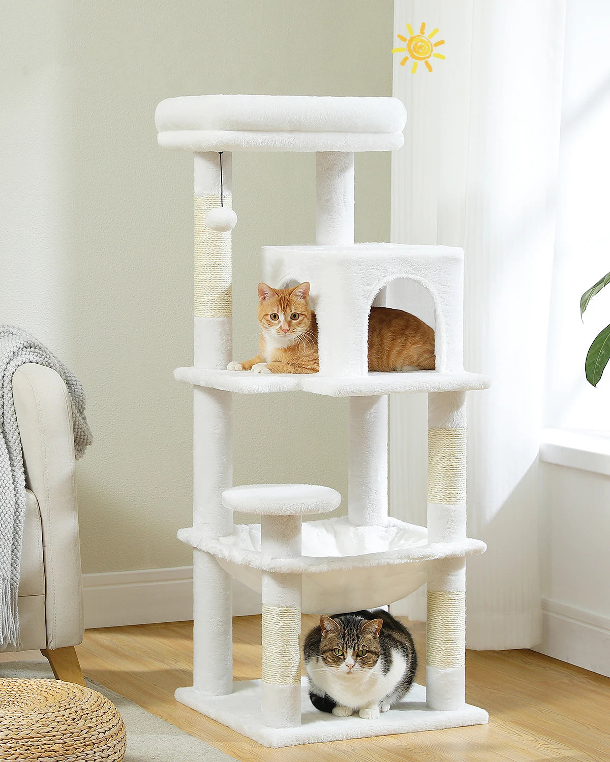 Multi-Level Indoor Cat Tree – Large Cat Tower with Sisal Scratching Posts, Spacious Condo, Toys & Scratcher – Available in 6 Colors