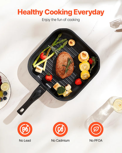 17-Piece Granite Nonstick Cookware Set – Induction-Compatible Pots & Pans with Frying, Sauce & Sauté Pans for Kitchen Cooking