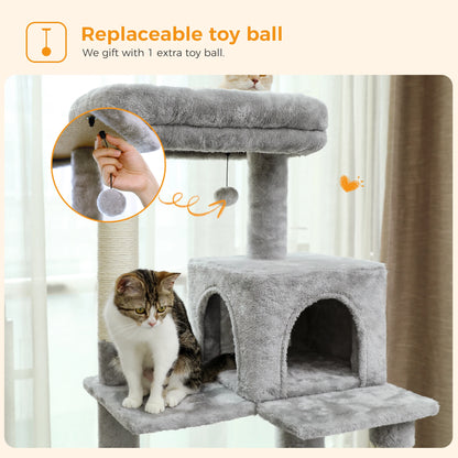 Multi-Level Indoor Cat Tree – Large Cat Tower with Sisal Scratching Posts, Spacious Condo, Toys & Scratcher – Available in 6 Colors
