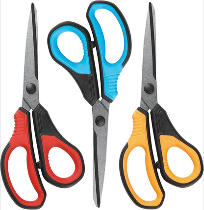 All-Purpose 8.5'' Scissors Set – 3 Ultra Sharp Pairs with Thick Blades & Comfortable Grip Handles