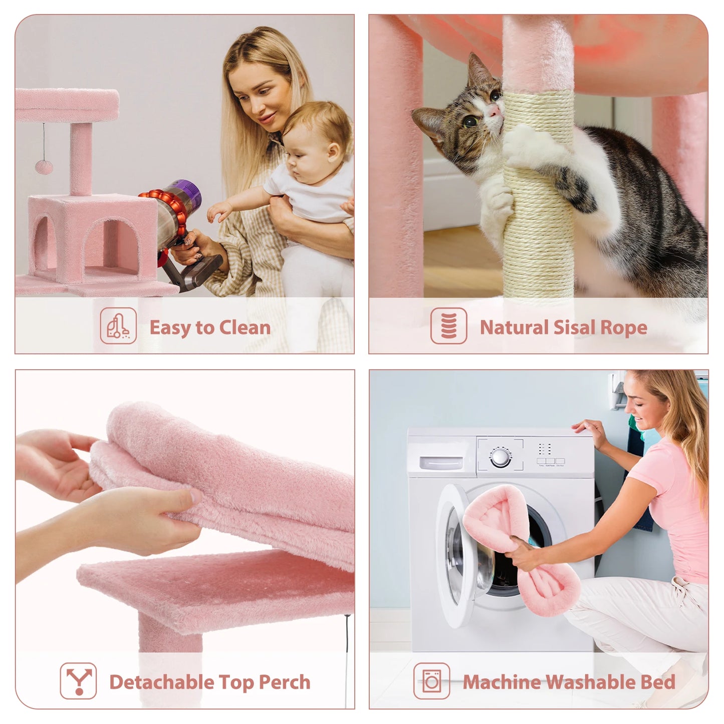 Multi-Level Indoor Cat Tree – Large Cat Tower with Sisal Scratching Posts, Spacious Condo, Toys & Scratcher – Available in 6 Colors