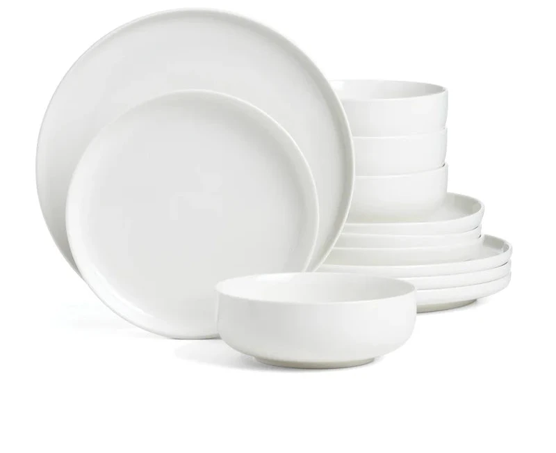 12-Piece White Porcelain Tableware Set Service for 4 | Microwave & Dishwasher Safe | Elegant Dinner Set for Daily Use, Parties & Gifting