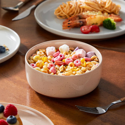 12/24-Piece Stoneware Dinnerware Set – Sesame Glaze Plates with Curved Edges, Includes Dinner Plates, Dessert Plates & Bowls (4 or 6 Settings)
