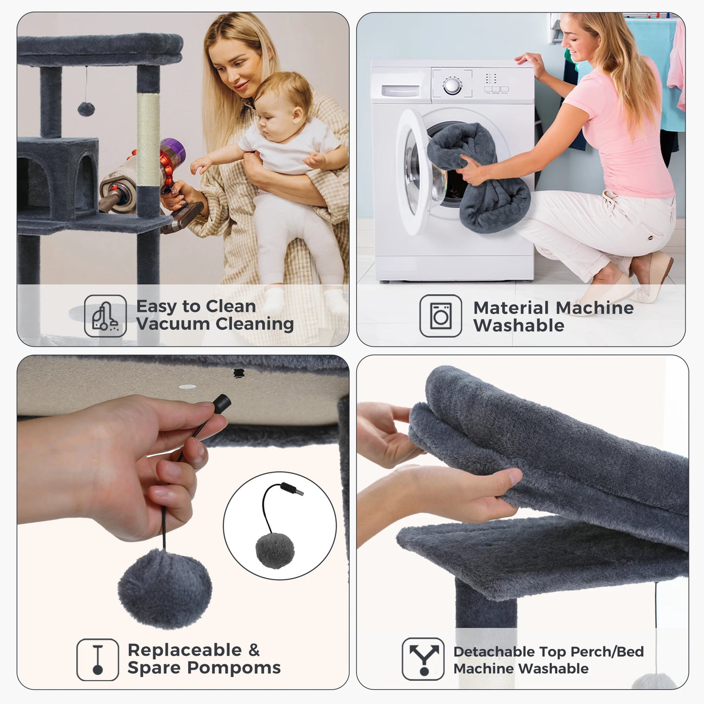 Multi-Level Indoor Cat Tree – Large Cat Tower with Sisal Scratching Posts, Spacious Condo, Toys & Scratcher – Available in 6 Colors