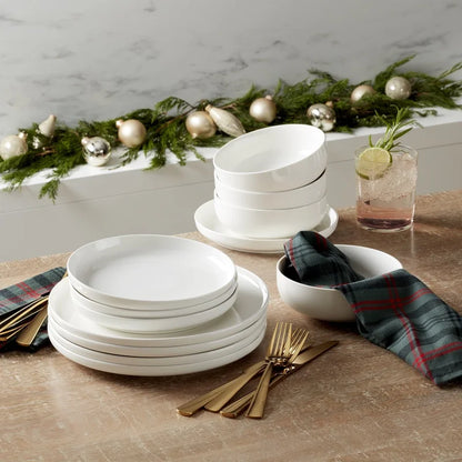 12-Piece White Porcelain Tableware Set Service for 4 | Microwave & Dishwasher Safe | Elegant Dinner Set for Daily Use, Parties & Gifting