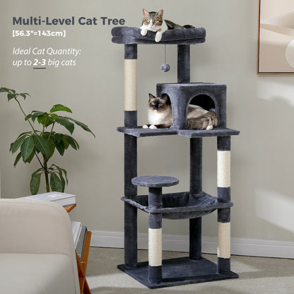 Multi-Level Indoor Cat Tree – Large Cat Tower with Sisal Scratching Posts, Spacious Condo, Toys & Scratcher – Available in 6 Colors