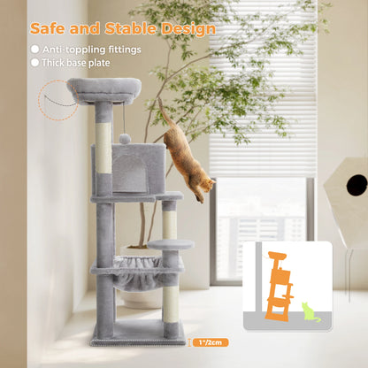 Multi-Level Indoor Cat Tree – Large Cat Tower with Sisal Scratching Posts, Spacious Condo, Toys & Scratcher – Available in 6 Colors