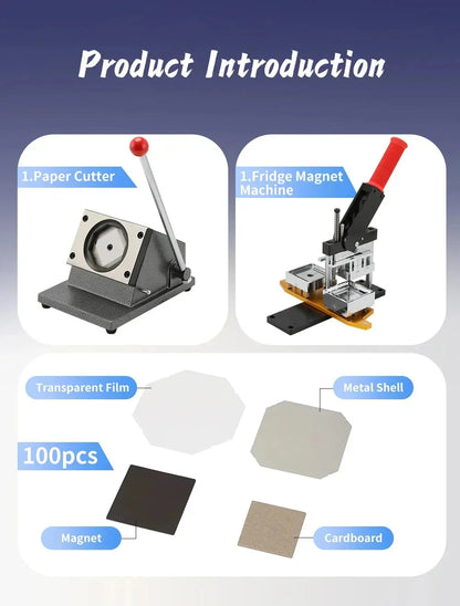 DIY 2.5x2.5” Square Fridge Magnet Making Machine – 63.5mm Photo Magnet Button Maker Kit for Refrigerator Crafts