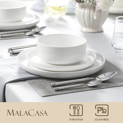 12/24 Piece Ceramic Porcelain Dinnerware Set with 4 Pcs Dinner/Dessert Plates,Bowl Tableware Set Service for 4