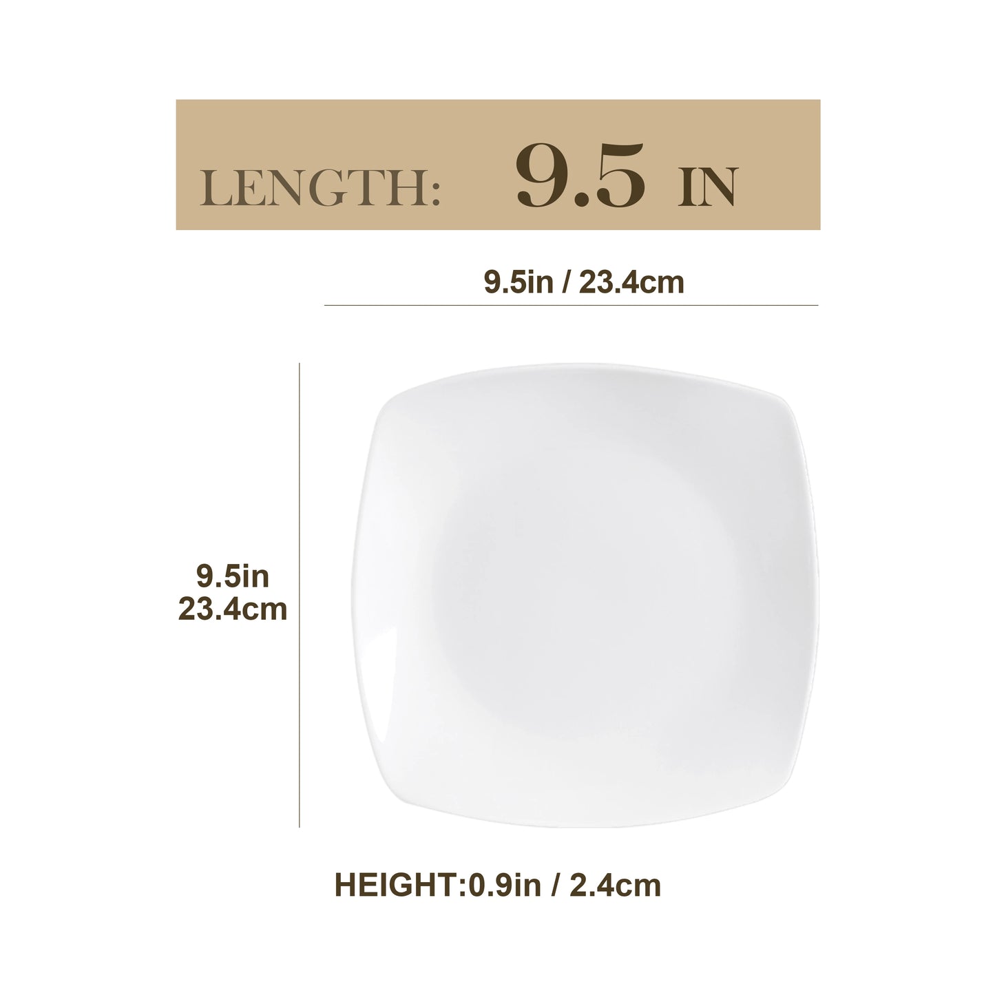 6/12-Piece White Square Porcelain Dinner Plate Set – Flat Plates for Dessert, Salad, Fruit, or Main Courses