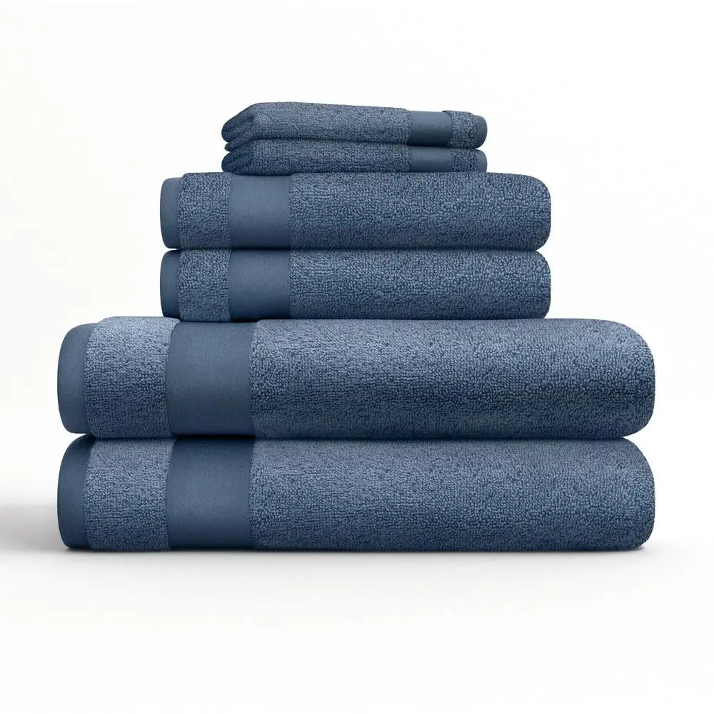 6 Piece Cotton Bath Towel Set Luxury Soft Fade Resistant Low Linting Machine Washable Hotel Quality Towels Home Bathroom