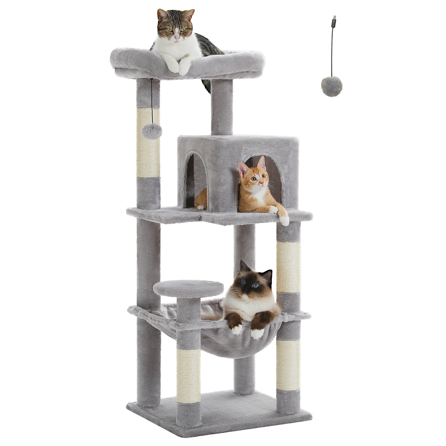 Multi-Level Indoor Cat Tree – Large Cat Tower with Sisal Scratching Posts, Spacious Condo, Toys & Scratcher – Available in 6 Colors