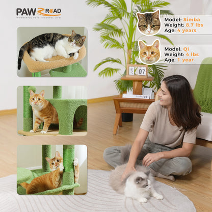Multi-Level Indoor Cat Tree – Large Cat Tower with Sisal Scratching Posts, Spacious Condo, Toys & Scratcher – Available in 6 Colors