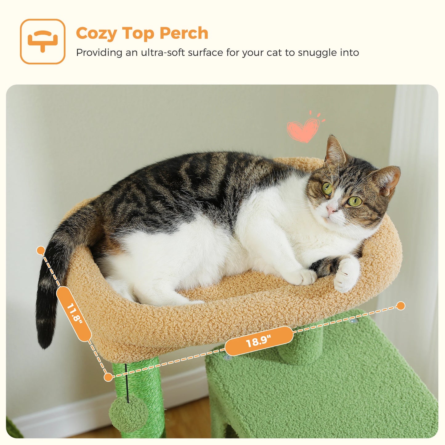 Multi-Level Indoor Cat Tree – Large Cat Tower with Sisal Scratching Posts, Spacious Condo, Toys & Scratcher – Available in 6 Colors