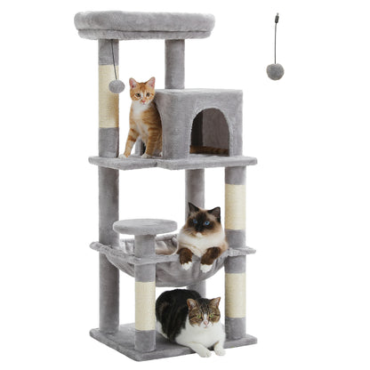 Multi-Level Indoor Cat Tree – Large Cat Tower with Sisal Scratching Posts, Spacious Condo, Toys & Scratcher – Available in 6 Colors