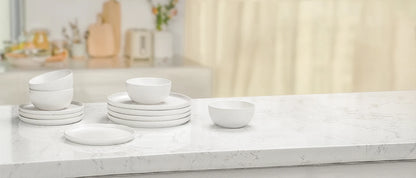Earthsong 24-Piece Dinnerware Set for 8 – Ceramic Plates and Bowls, Microwave & Dishwasher Safe Stoneware