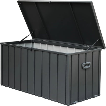 200-Gallon Lockable Steel Deck Box – Large Waterproof Storage Container for Patio Furniture, Garden Tools, and Pool Supplies