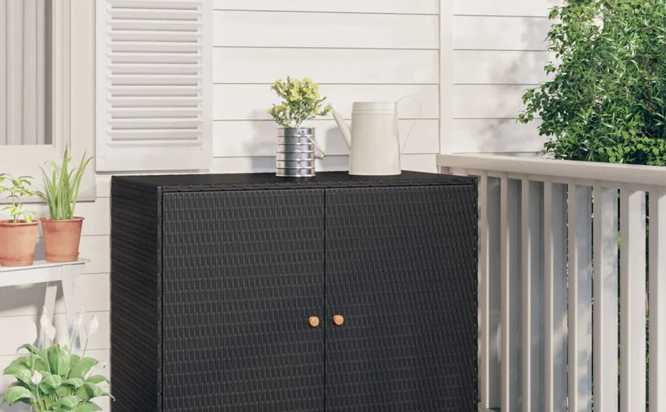 Garden Storage Cabinet with Solid Acacia Wood Doors – Outdoor Tool Chest with Powder-Coated Steel Frame, 39.4" x 21.9" x 31"