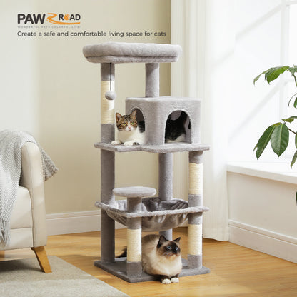 Multi-Level Indoor Cat Tree – Large Cat Tower with Sisal Scratching Posts, Spacious Condo, Toys & Scratcher – Available in 6 Colors