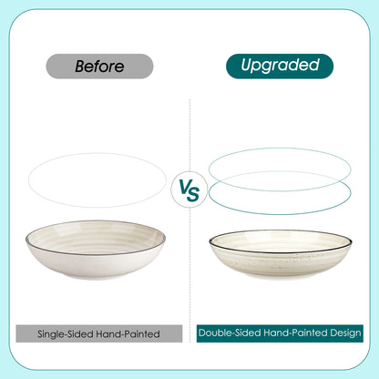 24/48 Piece Beige Plates Dinner Sets Ceramic Dinnerware Sets Handpainted Spiral With 6 Dinner Plate/Dessert/Soup/Bowl