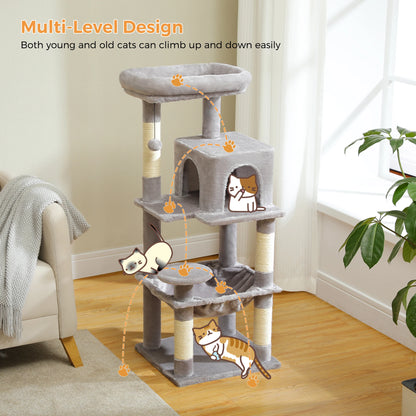 Multi-Level Indoor Cat Tree – Large Cat Tower with Sisal Scratching Posts, Spacious Condo, Toys & Scratcher – Available in 6 Colors