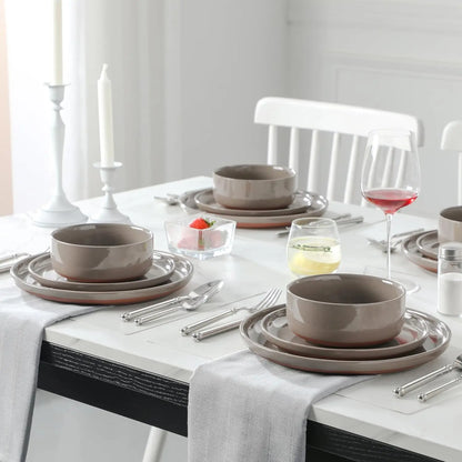 Plates and Bowls Sets, 24 Pieces Modern Ceramic Dinnerware Set for 8 Kitchen Dinner Set Stoneware Dishware Dishes Set Microwave