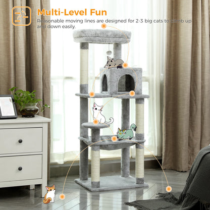 Multi-Level Indoor Cat Tree – Large Cat Tower with Sisal Scratching Posts, Spacious Condo, Toys & Scratcher – Available in 6 Colors