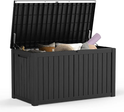 45-Gallon Outdoor Resin Storage Box – Waterproof Deck Chest for Patio Furniture Cushions, Pool Supplies, and Garden Tools