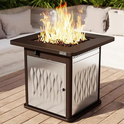 28'' Propane Fire Pit Table – 50,000 BTU Outdoor Gas Fire Pit for Patio, Deck, or Garden – CSA Certified Steel Fire Table