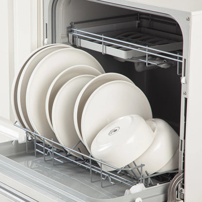 24 Piece Porcelain Dinnerware Set Ivory White Square Dinner Service for 6 Includes Dinner Plates, Soup Plates, Dessert Plates & Bowls FDA Certified, Microwave & Dishwasher Safe