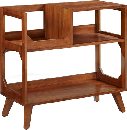 Mid-Century Modern Vinyl Record Player Stand – Asheville Walnut Media Console (Medium)