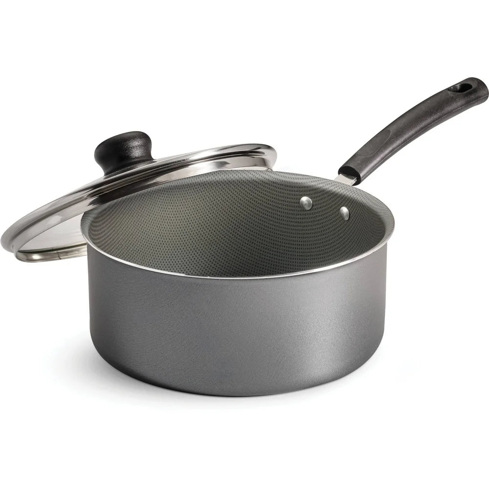 3-Quart Nonstick Saucepan with Lid – Aluminum, Dishwasher Safe, Cool-Touch Handle, Easy Clean-Up