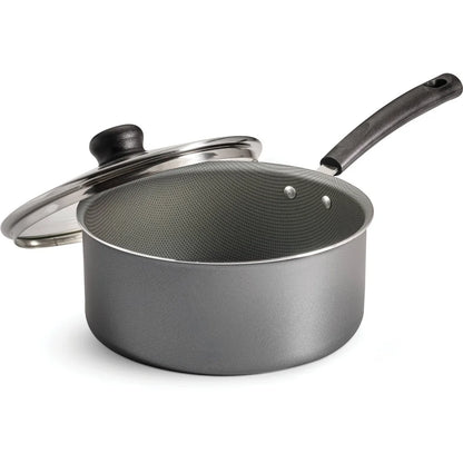 3-Quart Nonstick Saucepan with Lid – Aluminum, Dishwasher Safe, Cool-Touch Handle, Easy Clean-Up